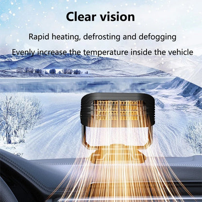 2 in 1 Car Heater and Defroster, 12V 200W with 360 Degree Swivel Mount, Plug In Windshield Defogger, Black or Yellow and Black