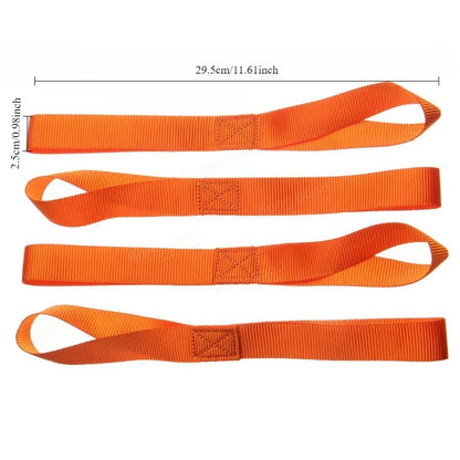 Four orange soft loop straps with size