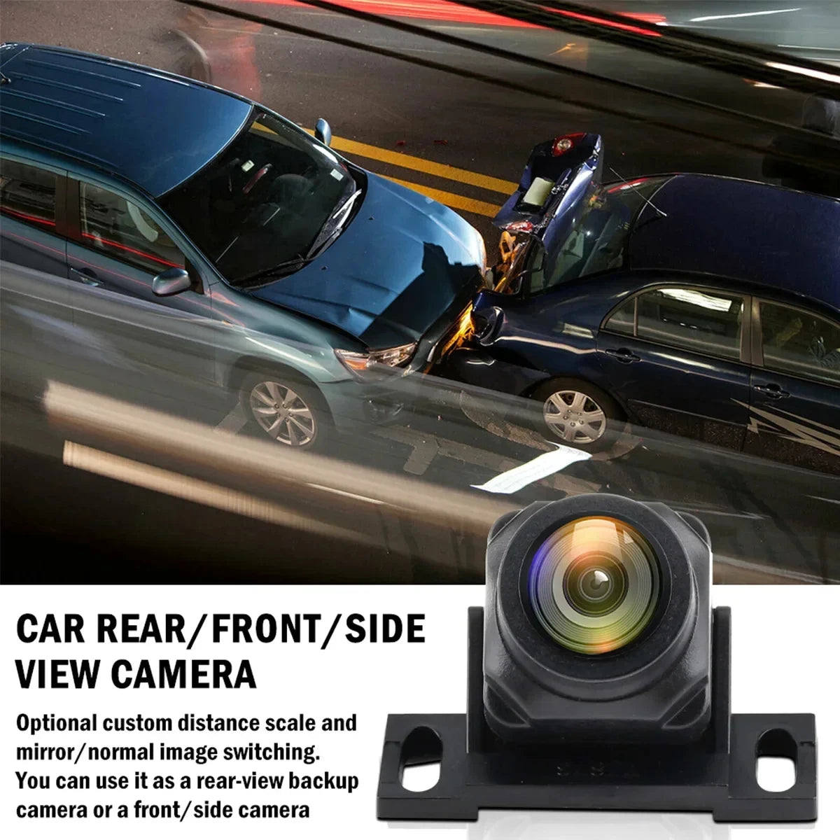 Camera for rear, front or side view in a parking garage