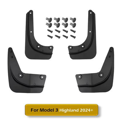 Matte Black ABS Mud Flaps for Tesla Model Y 2020-2024, Model Y Juniper and Model 3 Highland, Set of 4 with Screws, No Drilling