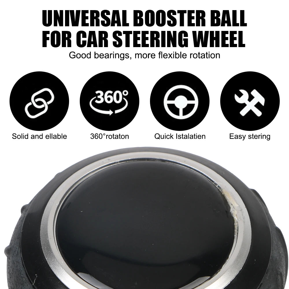 Steering Wheel Spinner Knob for Cars, Trucks, Tractors and Forklifts, 360 Degree Metal Bearing Grip Ball with Screws and Wrench