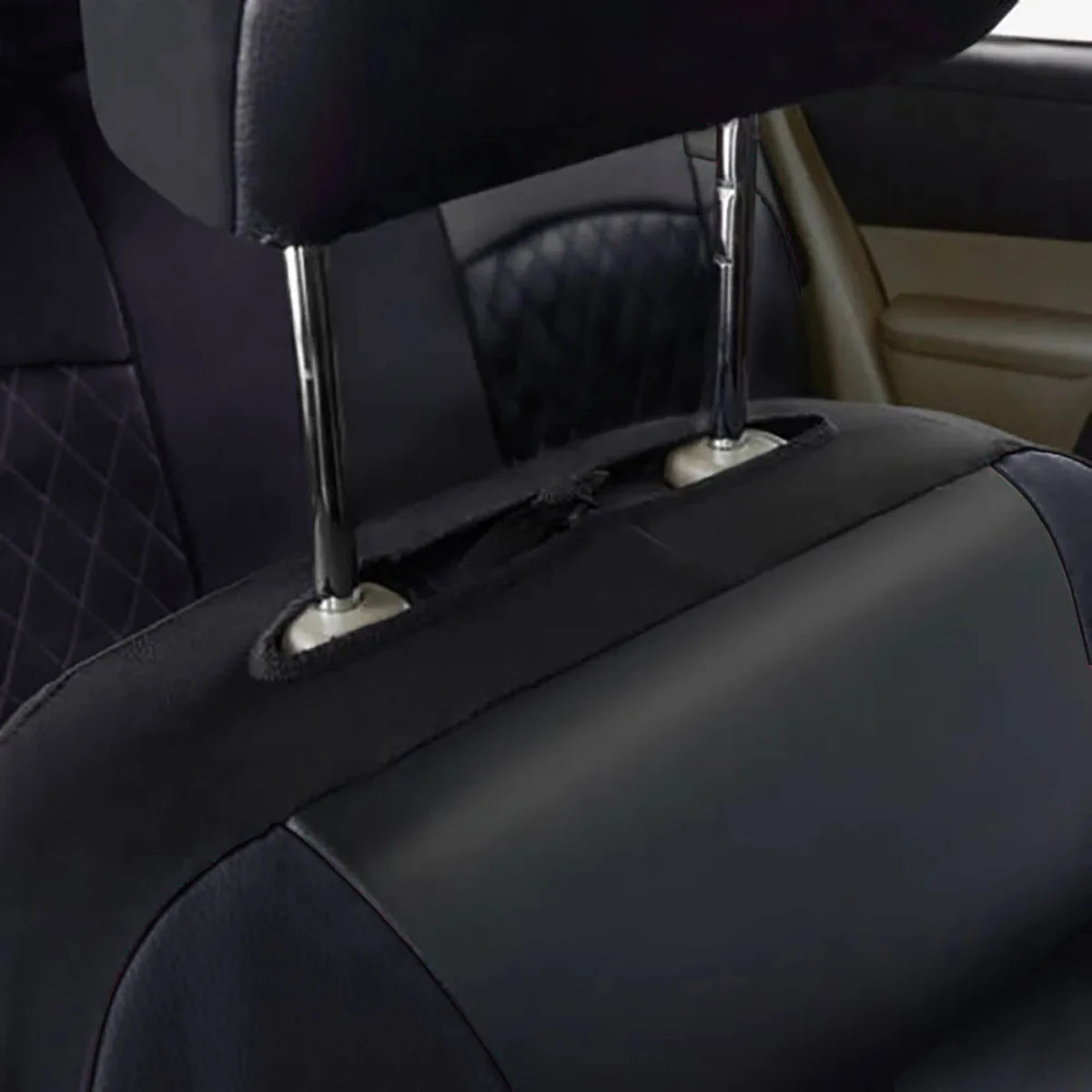 Quilted PU Leather Car Seat Covers, Front Pair or Full 5 Seat Set, Universal Fit for Cars, SUVs and Pickup Trucks, 4 Colors