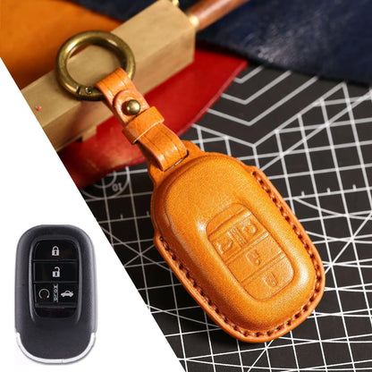 Key Fob Cover for Honda Civic 11th Gen Smart Keys, Stitched Leather Key Case with Buckle, 3 or 4-Button, 4 Colors