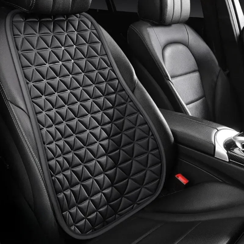 Black 3D embossed seat and back cushion on a car seat