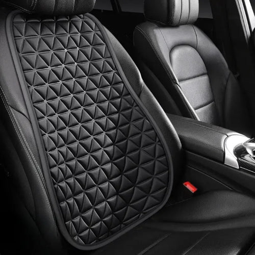 Black 3D embossed seat and back cushion on a car seat