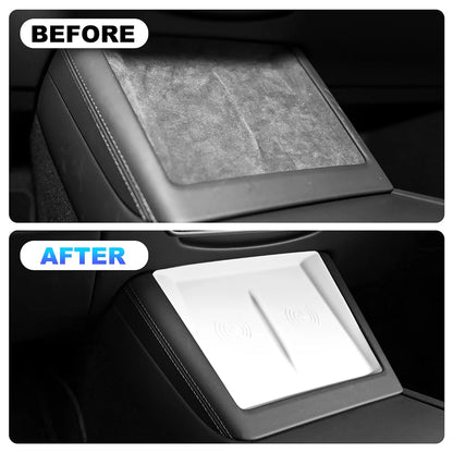 Silicone Charging Pad Mat for Tesla Model 3 Highland 2024-2026 and Model Y Juniper 2025-2026, 9.1 x 7.1 in Non-Slip Mat, 3 Colors
