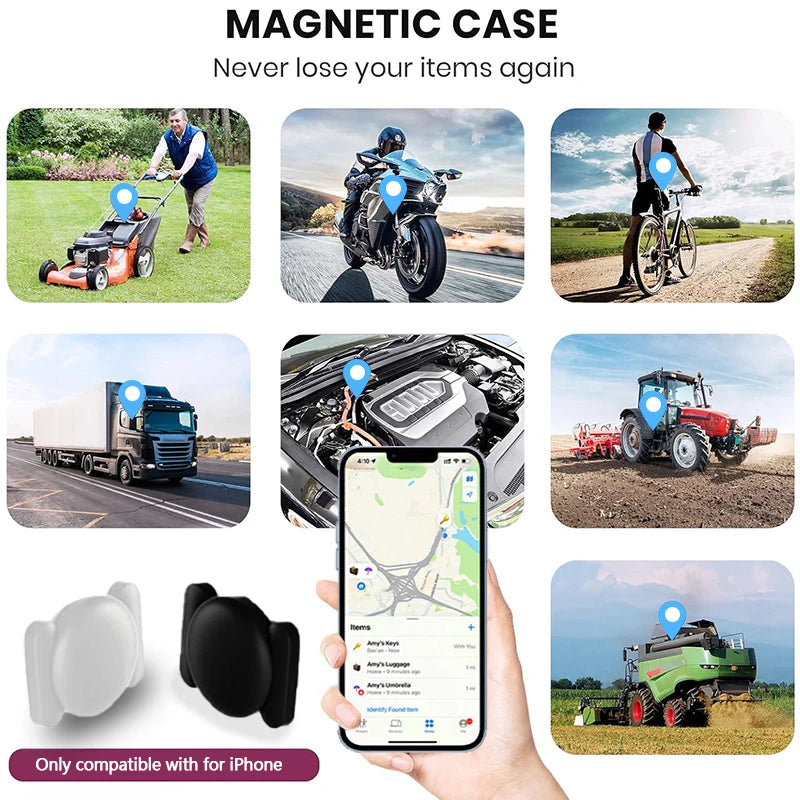 Bluetooth Item Tracker Tags, 4 Pack, Works with the Find My App on iPhone, Magnetic Silicone Cases for Keys, Bags, Bikes and Cars