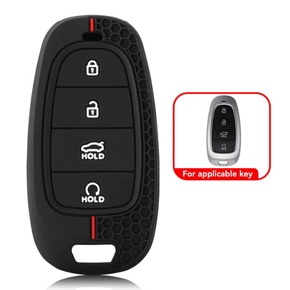 Key Fob Cover for Hyundai 4, 5, 7 and 8-Button Keys, Black Silicone Case for Tucson (NX4), Sonata, Santa Fe and Ioniq 5