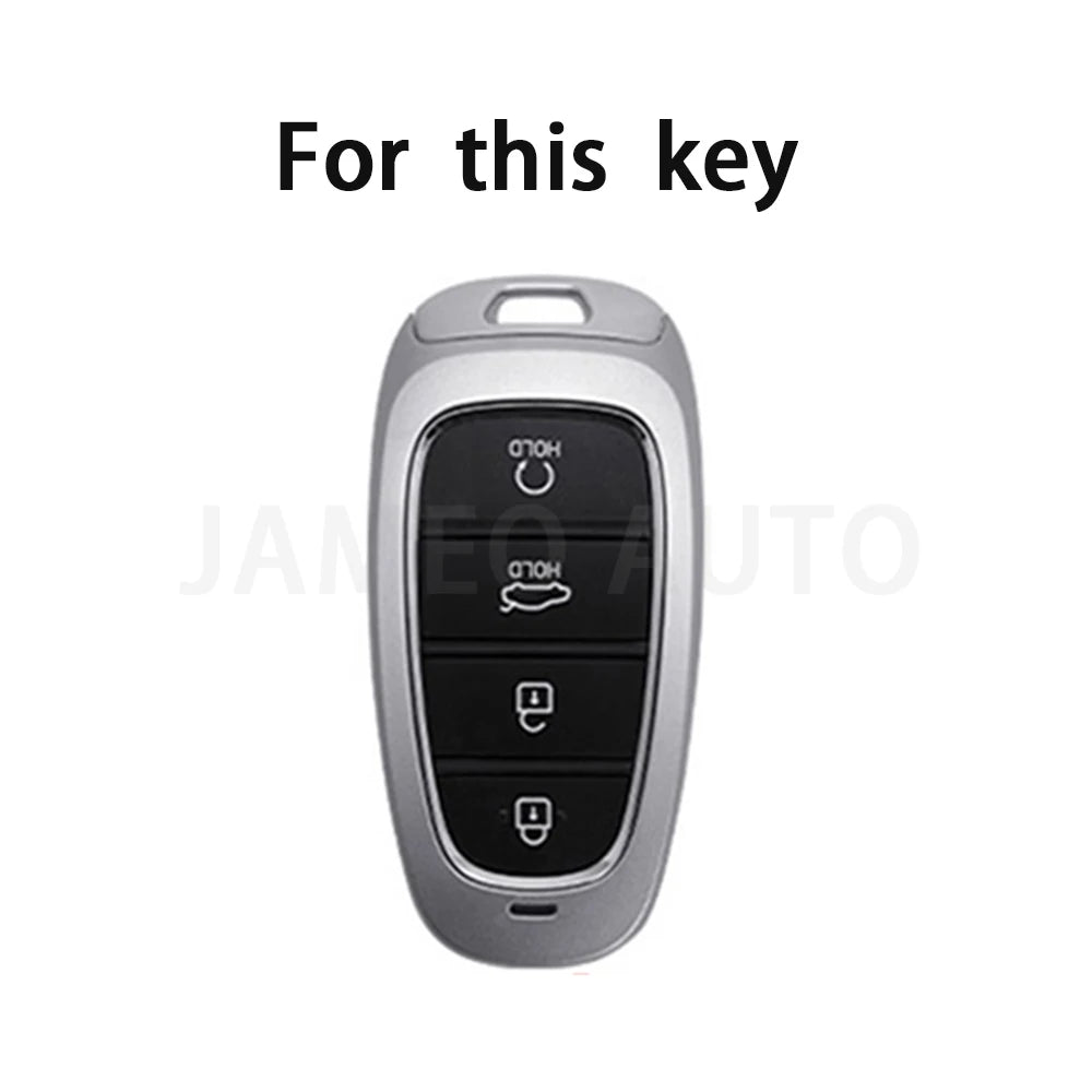Key Fob Cover for Hyundai 4-Button Keys, Two-Tone TPU Case for Tucson (NX4), Santa Fe and Nexo, 8 Colors with Gold or Silver