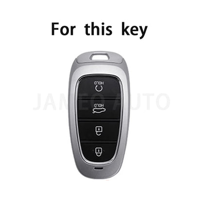 Key Fob Cover for Hyundai 4-Button Keys, Two-Tone TPU Case for Tucson (NX4), Santa Fe and Nexo, 8 Colors with Gold or Silver