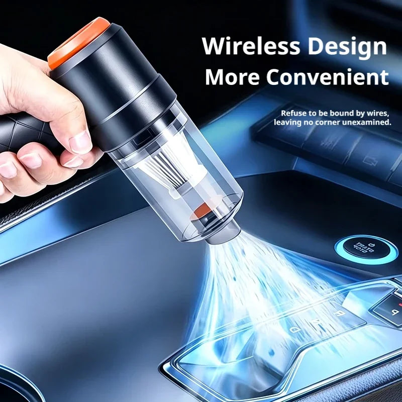 Portable Cordless Car Vacuum, 2 in 1 Suction and Blower, USB-C Rechargeable, Washable Filter, with Brush and Nozzle Attachments
