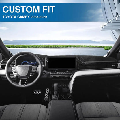 Black Polyester Dashboard Cover for Toyota Camry 2025-2026, Non-Slip Dash Mat with Pre-Cut Vent and Sensor Openings