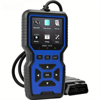 Blue OBD2 scanner with color screen