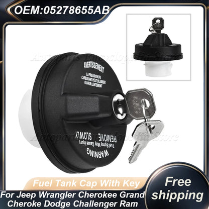 Locking Gas Cap with Key for Jeep Wrangler 2018-2021, Replacement Fuel Tank Cap, Also Fits Gladiator, Cherokee and Liberty