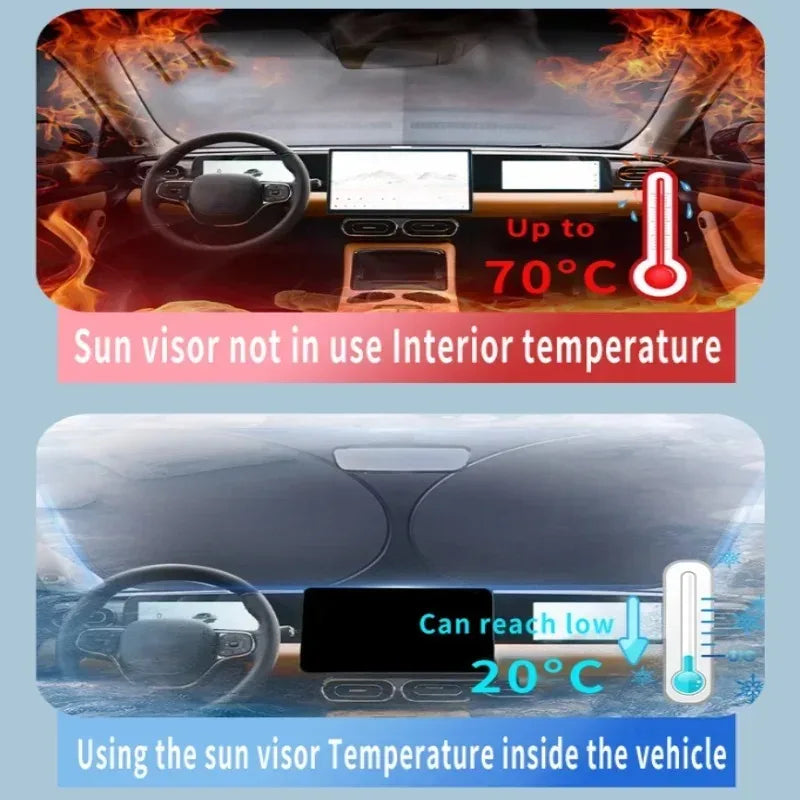 Windshield Sun Shade for Hyundai Tucson 2022-2026 (NX4), Silver Outside and Black Inside, Heat Insulation Film