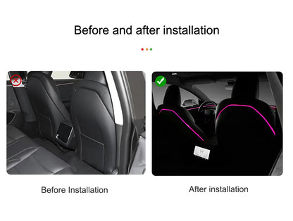 Seatback Ambient Light Kit for Tesla Model 3 Highland 2024 and Model Y Juniper, RGB LED Strips with Touchscreen Control, Plus Console and Dash Sets