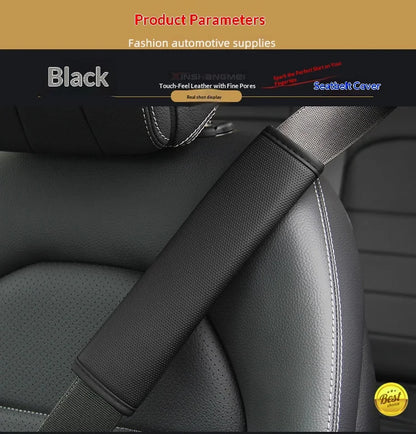 Soft-Touch PU Leather Seat Belt Shoulder Cover for Adults, Perforated Snap-On Pad for Neck Comfort, 1 Piece, 4 Styles
