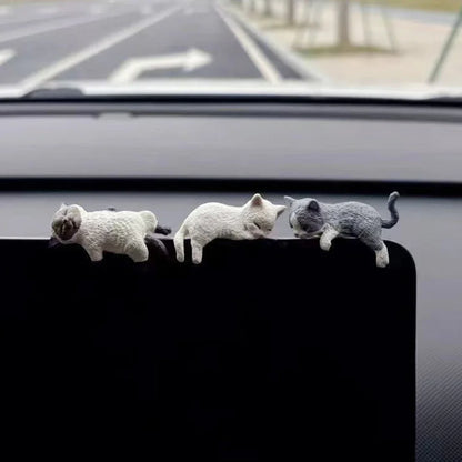 Sleeping Cat Dashboard Ornament, Cute Kitten Figurine for the Car Console, Screen Top or Desk, 4 Styles