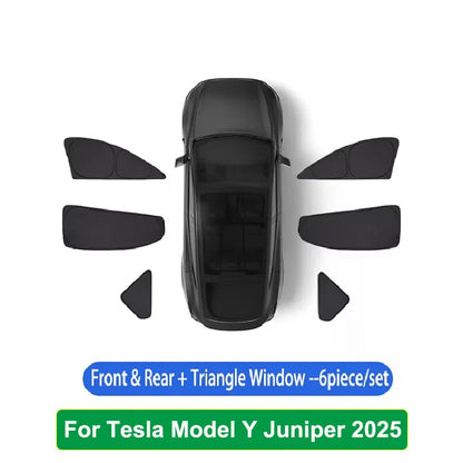 Sun Shades for Tesla Model Y Juniper 2025-2026, Windshield, Side Window and Sunroof Shades or 6, 7 and 8-Piece Privacy Sets