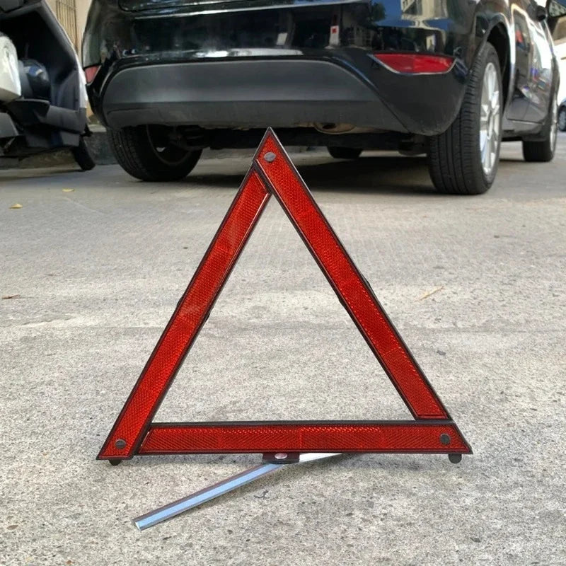 Folding Reflective Warning Triangle, Emergency Roadside Safety Sign for Breakdowns, Folds Flat into Its Box
