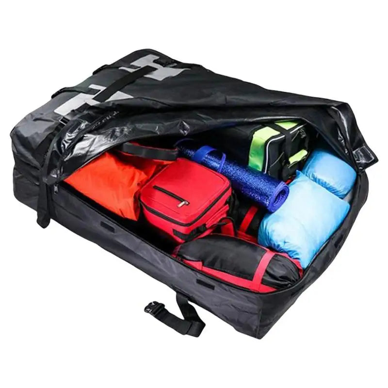 Rooftop Cargo Carrier Bag, 15 cu ft Waterproof 600D Oxford Roof Bag with 10 Straps, Foldable, Optional Anti Slip Mat