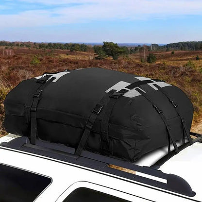 Rooftop Cargo Carrier Bag, 15 cu ft Waterproof 600D Oxford Roof Bag with 10 Straps, Foldable, Optional Anti Slip Mat