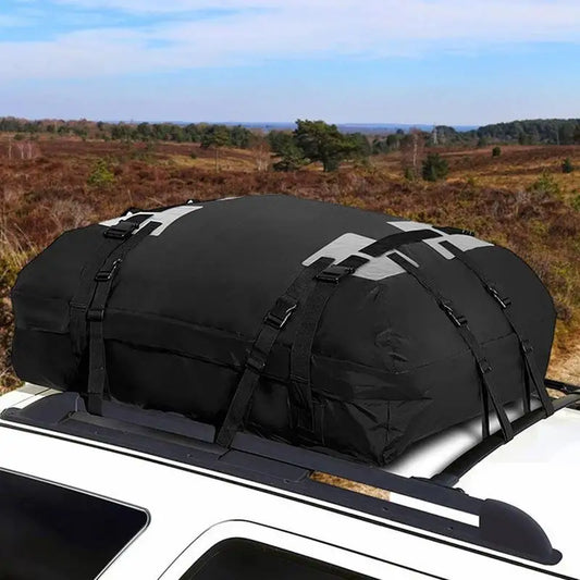 Rooftop Cargo Carrier Bag, 15 cu ft Waterproof 600D Oxford Roof Bag with 10 Straps, Foldable, Optional Anti Slip Mat