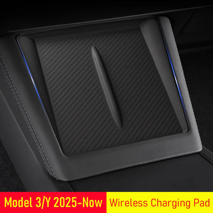 Wireless Charging Pad Mat for Tesla Model 3 and Model Y Juniper 2025-2026, Non-Slip Center Console Phone Mat, White or Black