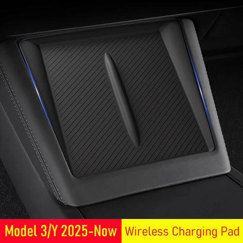 Wireless Charging Pad Mat for Tesla Model 3 and Model Y Juniper 2025-2026, Non-Slip Center Console Phone Mat, White or Black