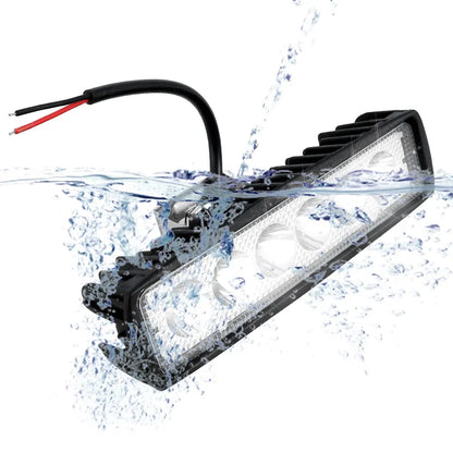 18W LED Work Light Bar, 6 LED 6000K White, Spot and Flood Combo, Aluminum Housing, Single, 2 or 4 Pack, for Trucks, ATVs and Boats