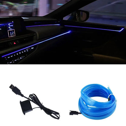 5 m (16.5 ft) EL Wire Car Interior Ambient Light, Flexible Neon Trim Strip with USB or 12V Socket Driver, 10 Colors