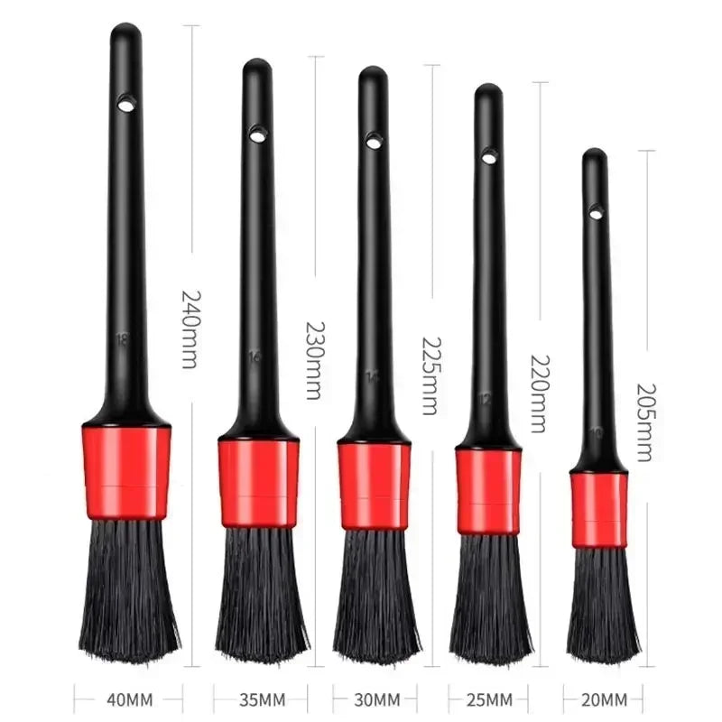 5 Piece Car Detailing Brush Set for Dashboard, Air Vents, Emblems and Wheels, Soft Bristle Cleaning Brushes