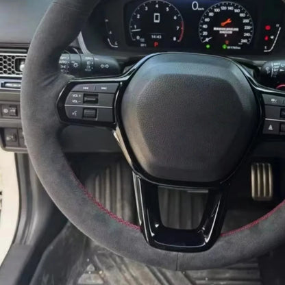 Steering Wheel Cover for Honda CR-V 2023 and Civic 2022-2023, Hand-Sewn Perforated Suede, Non-Slip Grip Sides, 7 Stitching Colors
