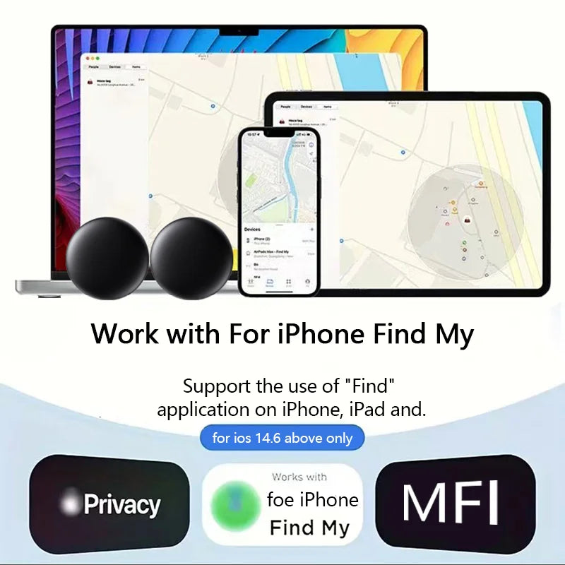 Bluetooth Item Tracker Tags, 4 Pack, Works with the Find My App on iPhone, Magnetic Silicone Cases for Keys, Bags, Bikes and Cars