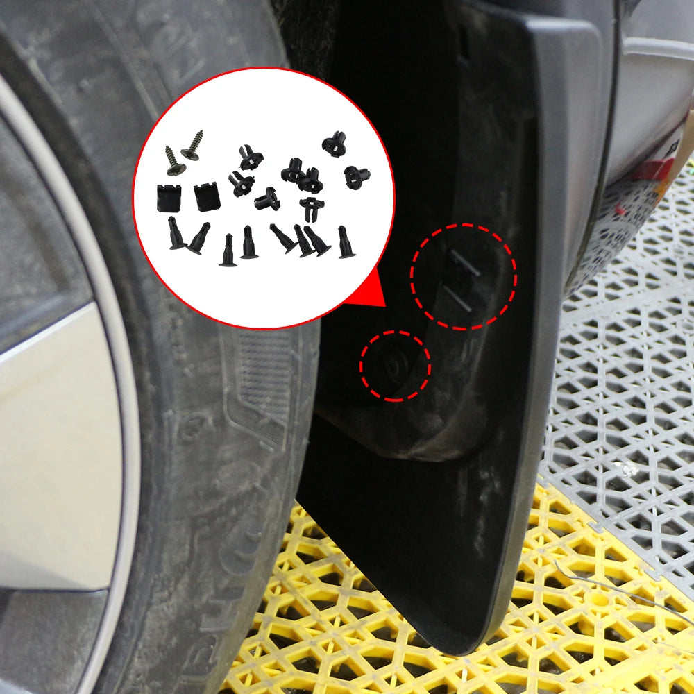 Mounting points for the mud flap in the wheel arch