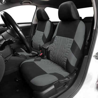 Gray seat covers installed on the front seats