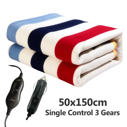 12V Heated Car Blanket, Soft Flannel Electric Travel Blanket for Car Trips and Camping, Adjustable Heat, 3 Sizes, 2 Styles
