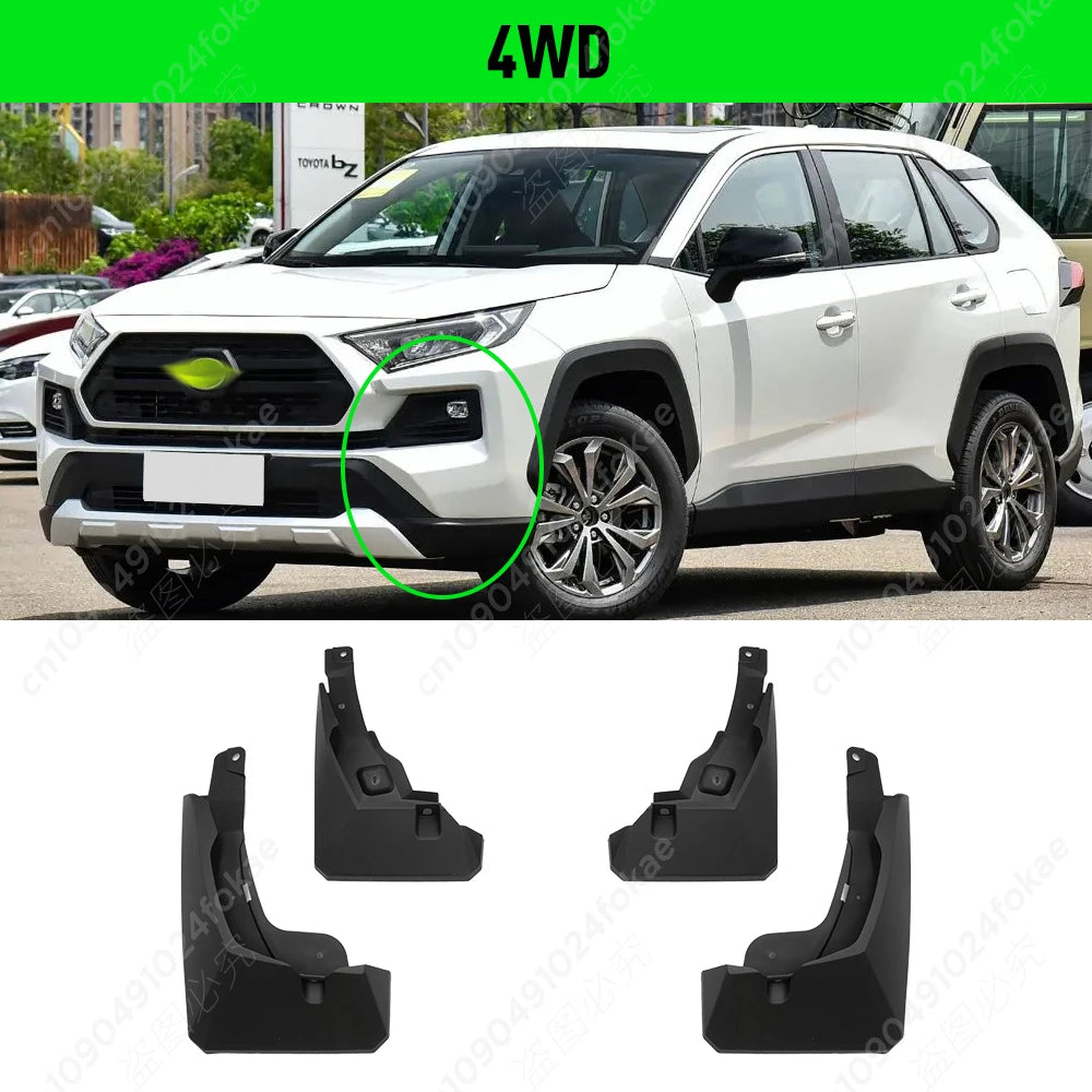 Molded ABS Mud Flaps for Toyota RAV4 2019-2024, Set of 4 Splash Guards with Screws, 2WD or 4WD Version