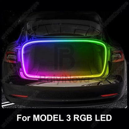 Trunk Light for Tesla Model 3 Highland 2024, LED Rear Trunk Ambient Light in Cool White, Warm White, Blue, Red or RGB