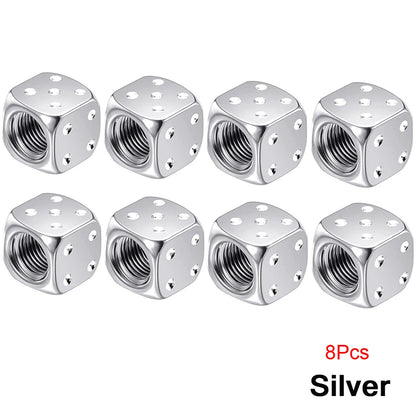 Dice Tire Valve Stem Caps, Dustproof Valve Covers for Cars, Trucks, Motorcycles and Bikes, 4 or 8 Pack, 11 Colors