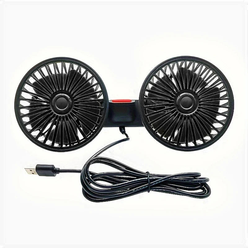 Dual Head Car Fan for Headrest, 3 Speed USB Seat Back Cooling Fan with Flexible Silicone Neck, 360 Degree Adjustable, 4 Colors