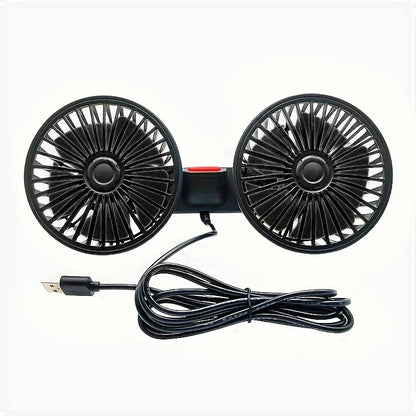 Dual Head Car Fan for Headrest, 3 Speed USB Seat Back Cooling Fan with Flexible Silicone Neck, 360 Degree Adjustable, 4 Colors