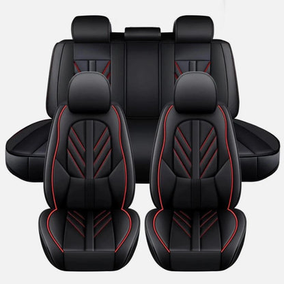 Faux Leather Seat Covers for Toyota RAV4 2019-2024, 5-Seat Full Set with Headrest Covers, Black and Red