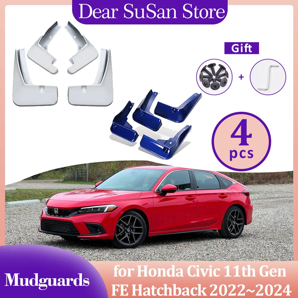 Mud Flaps for Honda Civic FE Hatchback 2022-2024 (11th Gen), Set of 4 Splash Guards in 5 Colors or Unpainted