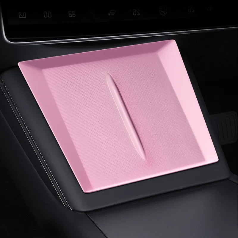 Thick Silicone Charging Pad Mat for Tesla Model 3 Highland 2024-2026 and Model Y Juniper 2025-2026, Anti-Slip Strips, 4 Colors Including Pink