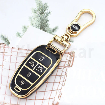 Key Fob Cover for Hyundai 5-Button Keys, Soft TPU Case with Embossed Button Icons for Tucson (NX4), Santa Fe and Nexo, Cover or Set