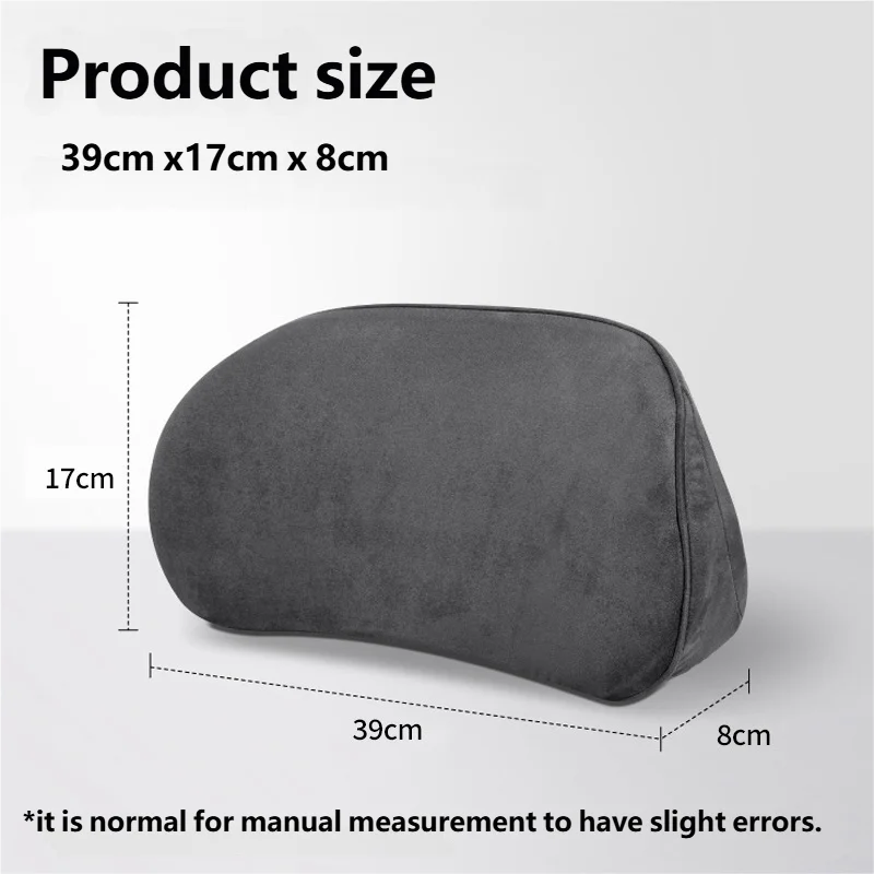 Memory Foam Lumbar Support Pillow for Car Seats and Office Chairs, Ergonomic Lower Back Cushion, Black or Beige