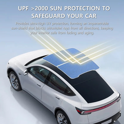 Glass Roof Sunshade for Tesla Model Y Juniper 2025-2026 and Model 3 Highland 2024-2026, Ice-Crystal Fabric with Reflective Silver Layer
