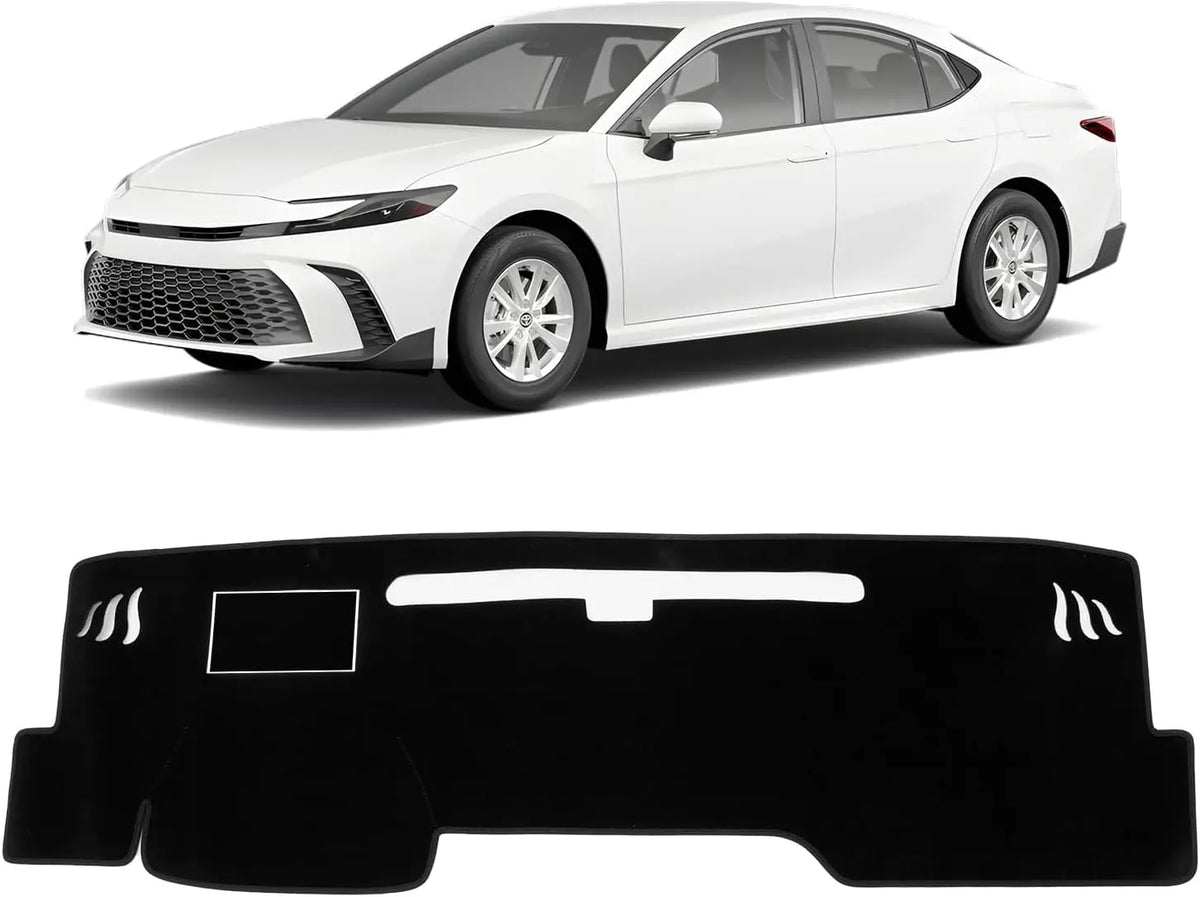 Black Polyester Dashboard Cover for Toyota Camry 2025-2026, Non-Slip Dash Mat with Pre-Cut Vent and Sensor Openings