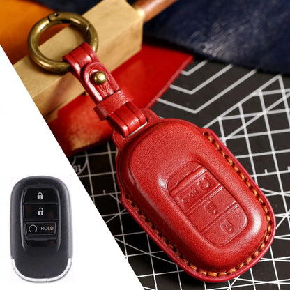 Key Fob Cover for Honda Civic 11th Gen Smart Keys, Stitched Leather Key Case with Buckle, 3 or 4-Button, 4 Colors